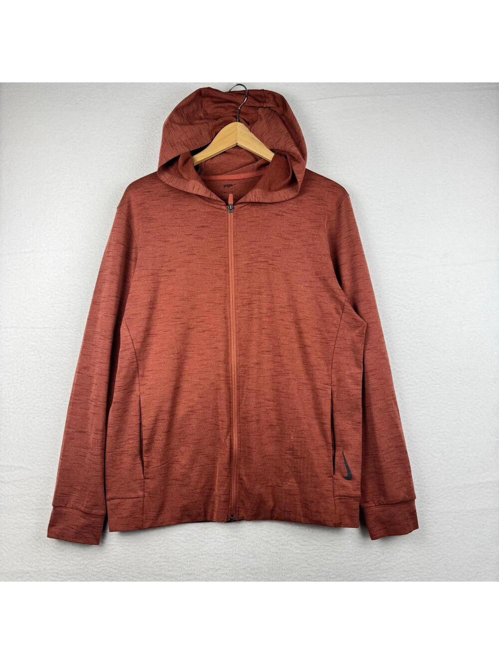 Nike Yoga Dri-fit Standard Hoodie Mens Medium Gym Training Athletic Rust Orange